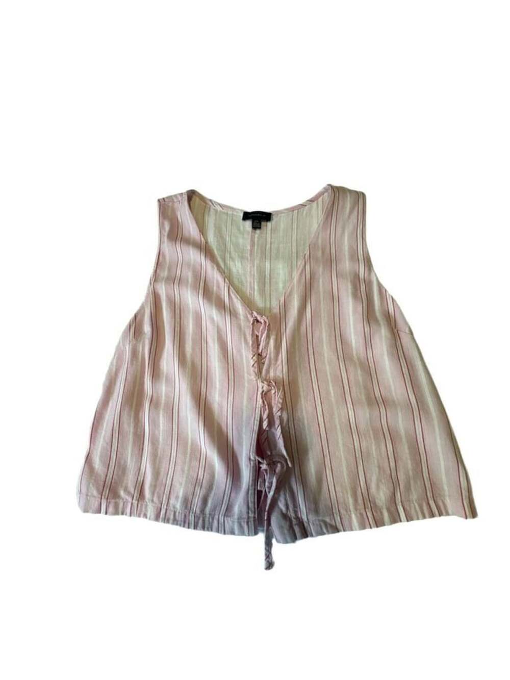 Tamara H. Sleeveless Striped Tie-Front Linen-Blend Vest Top